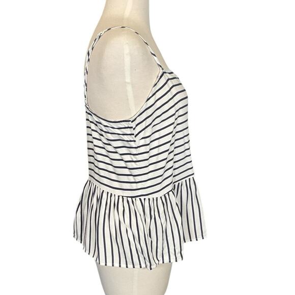 Cupcakes and Cashmere Peplum Tank Top Size Large Blue White Striped Casual - Picture 2 of 9